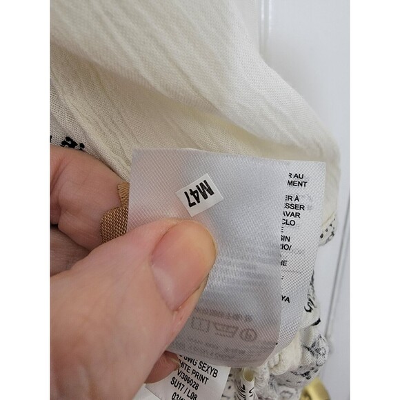 Old Navy NWOT Peasant Top 100% Viscose Cream And Black Size L Oversized - Picture 9 of 11